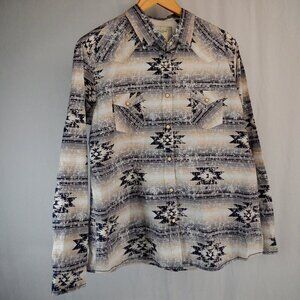 Panhandle Rough Stock Western Pearl Snap Southwestern Western Aztec Shirt Large